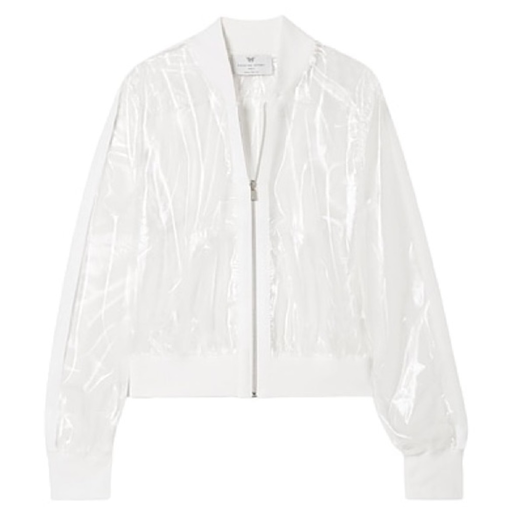 Heroine Sport White and Clear Mesh Bomber Jacket